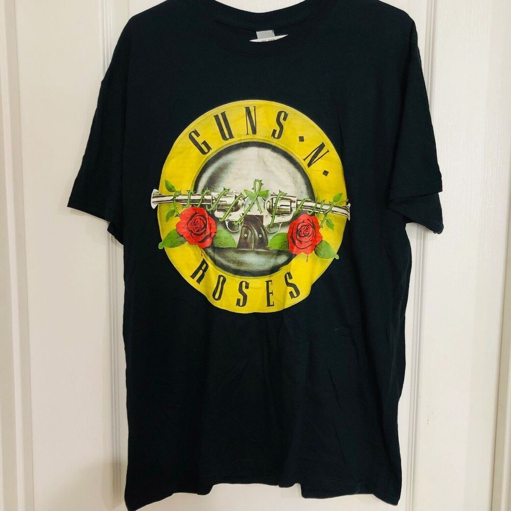 Vintage Gun N' Roses‎ Men's T-Shirt Short Sleeve Crew Neck Black Size Large NEW